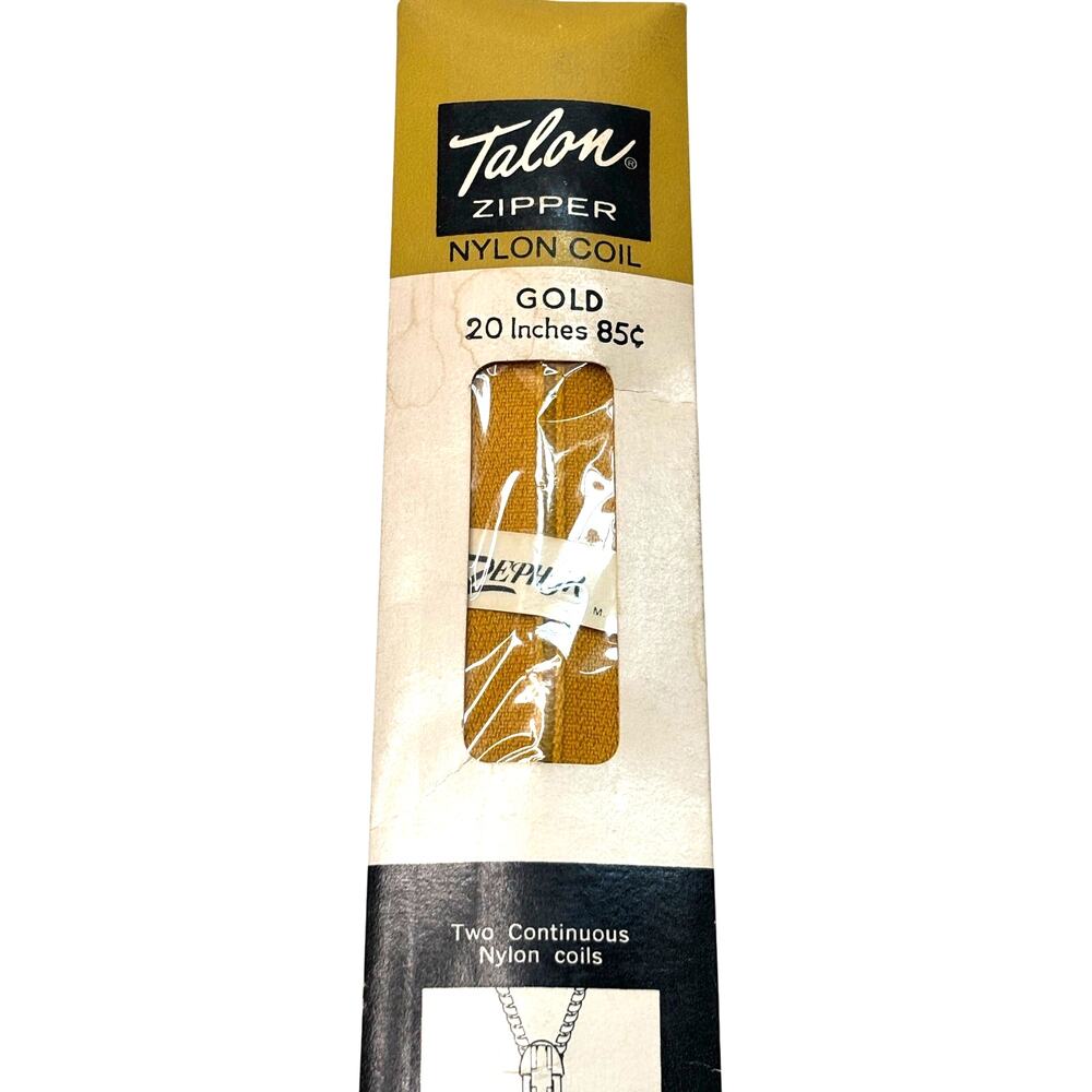 Vintage Talon Zipper Nylon Coil 20 inch Gold Zephyr Deadstock